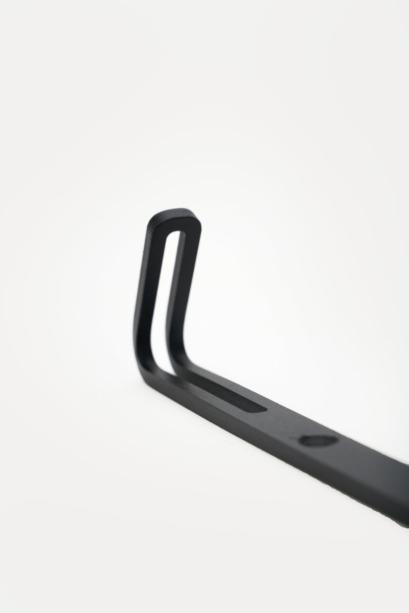 AIKI wall hook detail, forked prong top in powder coated steel