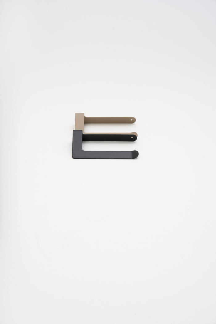 ATYP steel bathroom pieces for renters, tape mount versions in the studio