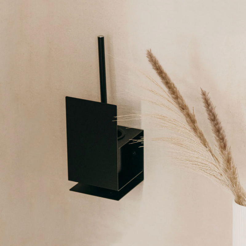 BLEN Toilet Brush Holder in powder-coated steel by ATYP, shown in sizes M 14 cm and L 37 cm
