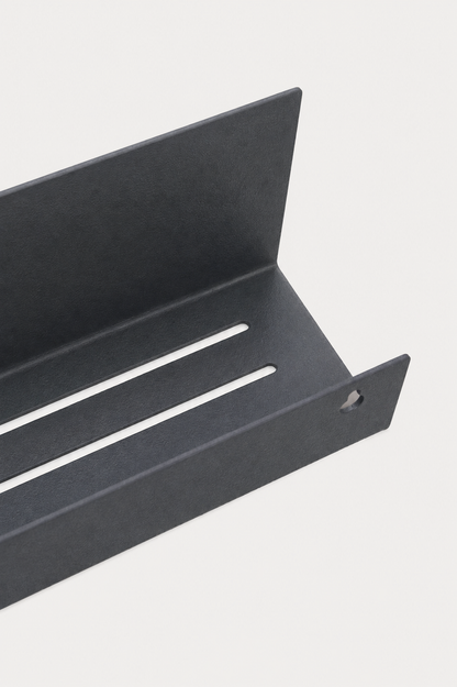 METI bathroom shelf in Slate powder coated steel, anthracite grey, finish sample view