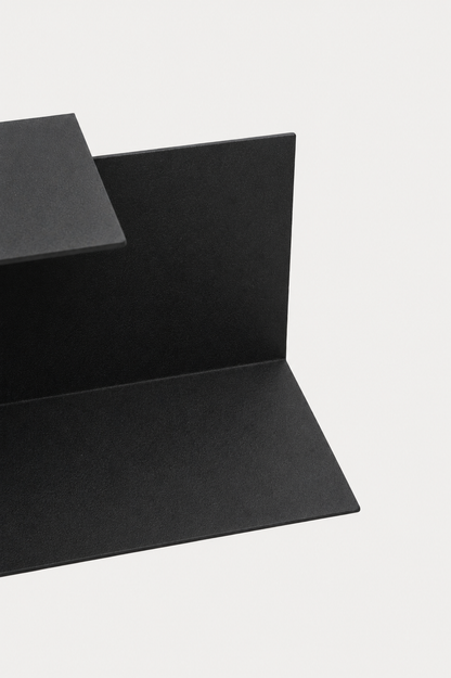 LYNX floating shelf in Graphite powder coated steel, jet black, finish sample view
