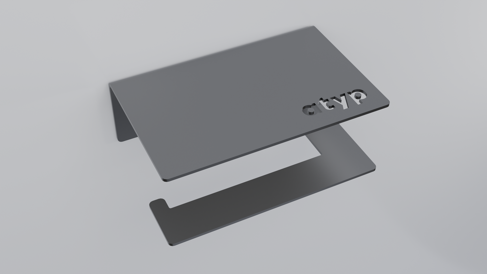 Close detail of an ATYP piece in powder-coated steel, showing the even matte finish that resists water, rust, and scratches.