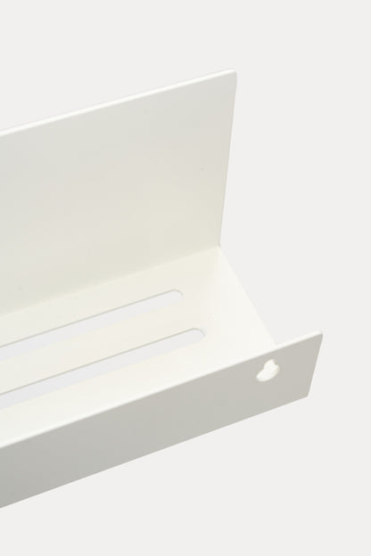 METI bathroom shelf in Chalk powder coated steel, RAL 9016, soft white, detail view, made in Slovakia