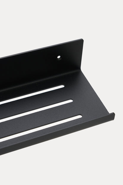 ELIORA shower shelf in Graphite powder coated steel, RAL 9005, jet black, colour close-up