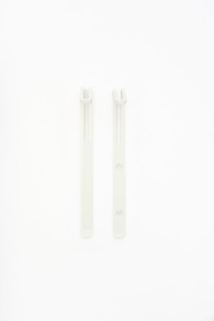 AIKI wall hook in Chalk powder coated steel, screw and tape versions side by side, soft white