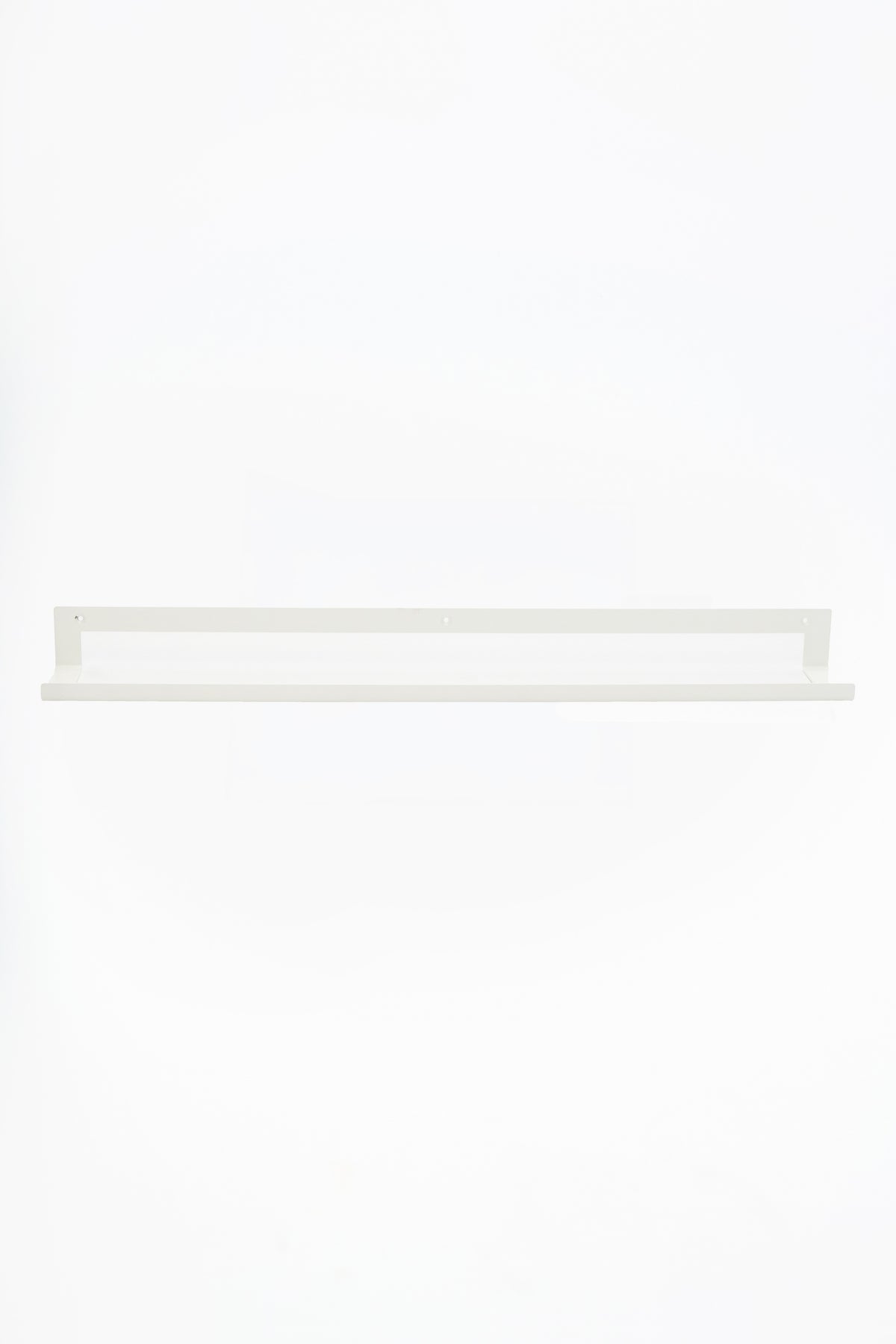 KANSO towel holder in Chalk powder coated steel, full front view of the double rail, soft white, three mounting holes