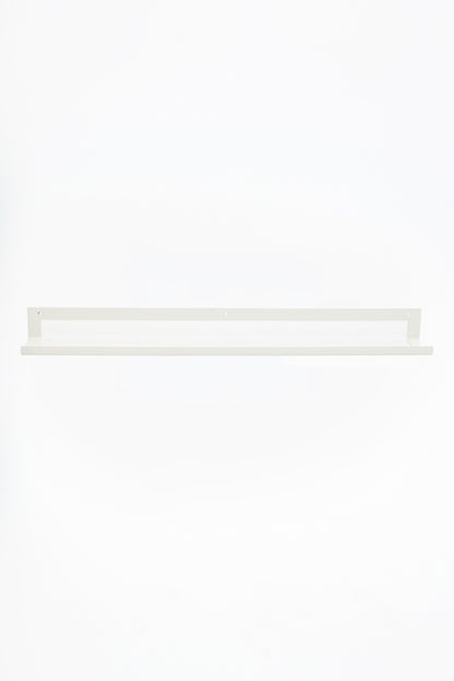 KANSO towel holder in Chalk powder coated steel, full front view of the double rail, soft white, three mounting holes