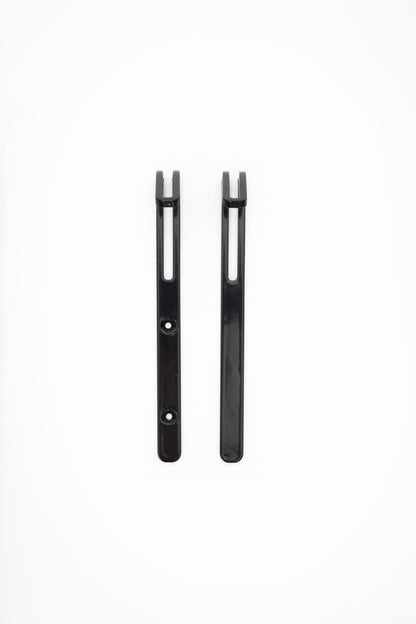 AIKI wall hook in powder coated steel, screw and tape versions side by side, deep glossy black