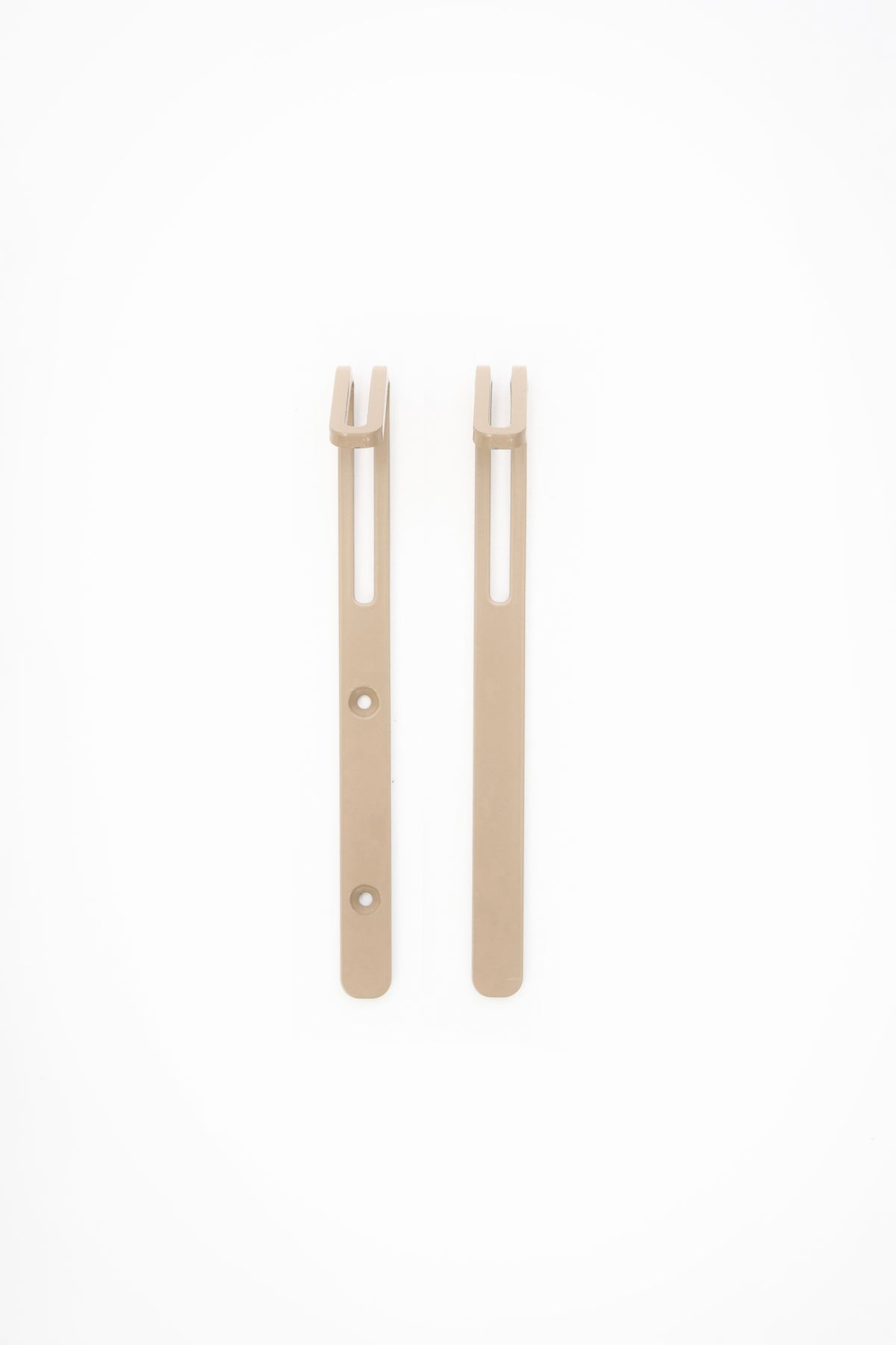 AIKI wall hook in Linen powder coated steel, screw and tape versions side by side, warm beige