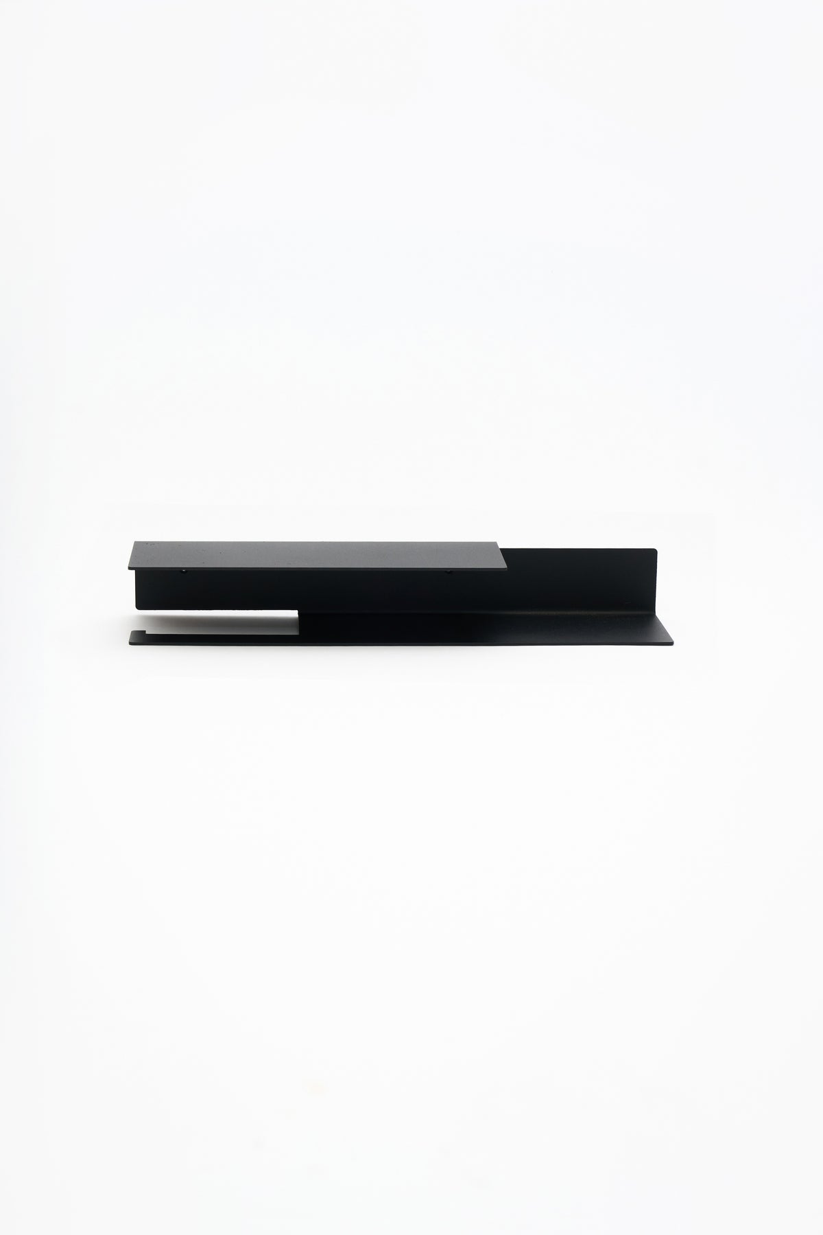 NYVE toilet paper holder in powder coated steel, full front view of the medium holder, matte black