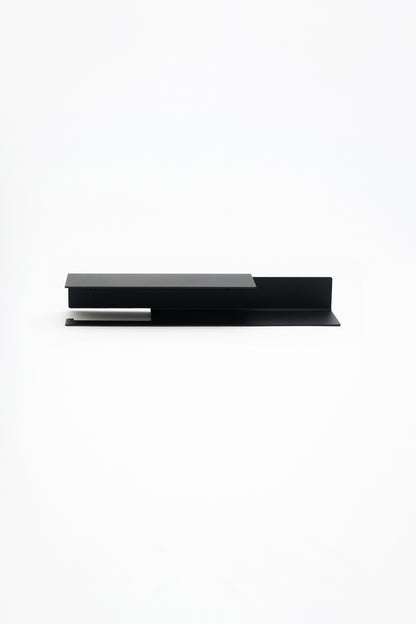 NYVE toilet paper holder in powder coated steel, full front view of the medium holder, matte black