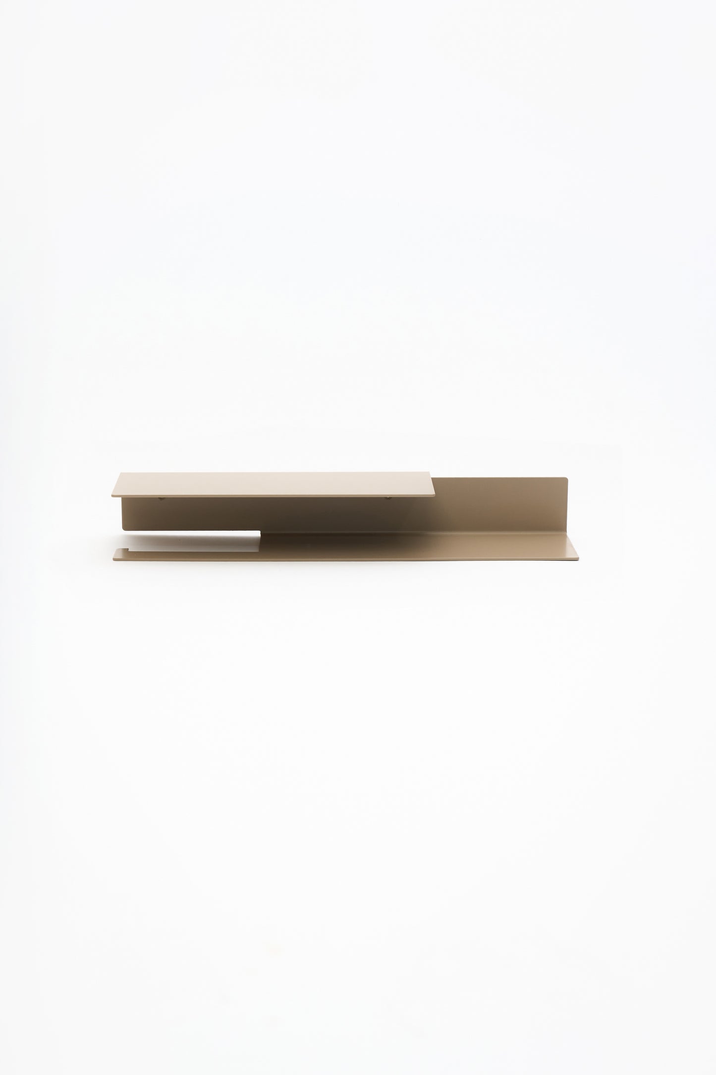 NYVE toilet paper holder in Linen powder coated steel, full front view of the medium holder, warm beige
