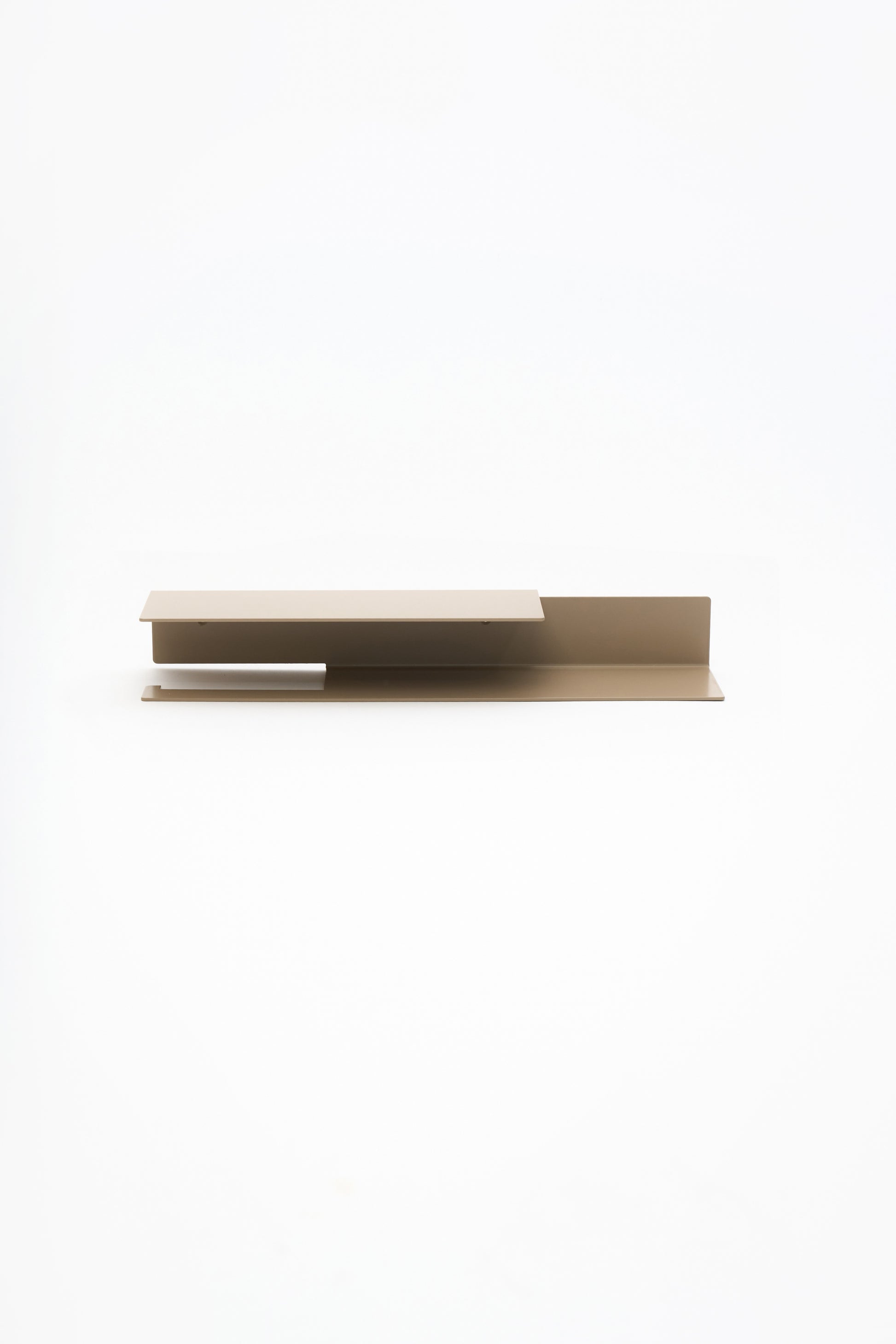 NYVE toilet paper holder in Linen powder coated steel, full front view of the medium holder, warm beige