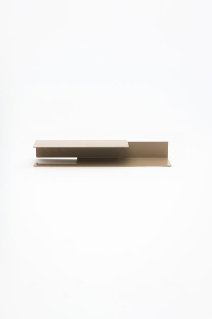 NYVE toilet paper holder in Linen powder coated steel, full front view of the medium holder, warm beige