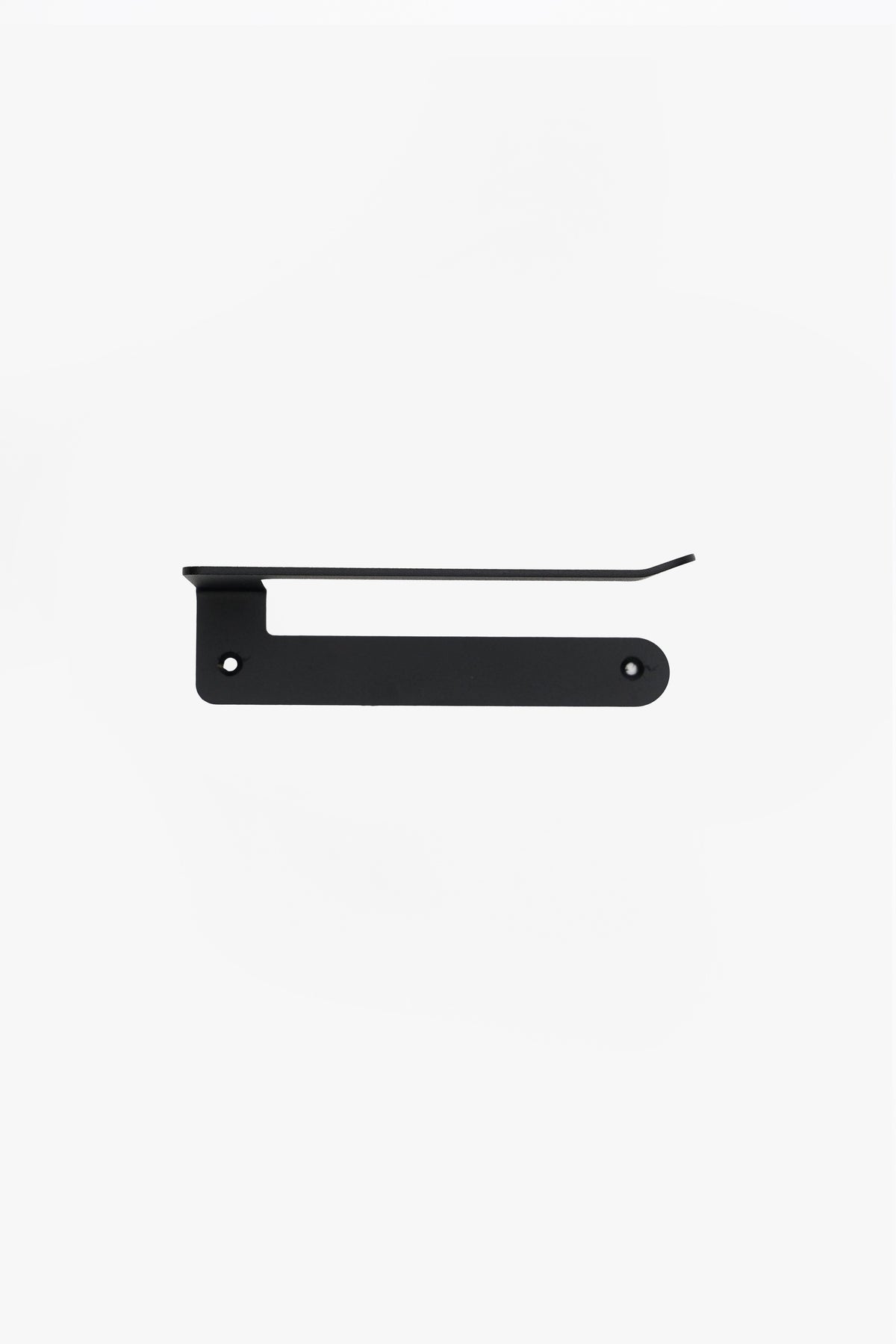 CLAIR toilet paper holder in Graphite powder coated steel, jet black, photographed straight on